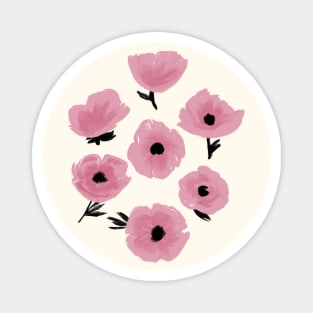 Mauve Abstract Poppies Magnet